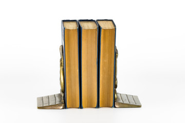 Antique Books between old Bookends white background © Photography by Jack