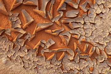 Cracked and peeled off desert soil for skin dehydration, skin peeling and cosmetics side effects concept