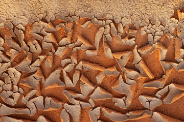 Peeled off and cracked desert soil due to dehydration for skin whitening side effects, skin peeling...