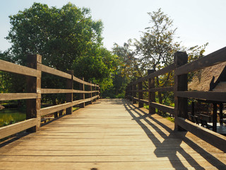 Wooden bridge cover canal