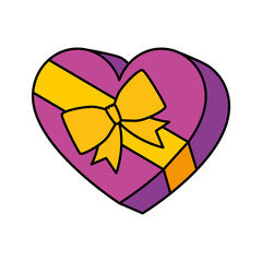 gift in heart shape isolated icon vector illustration design