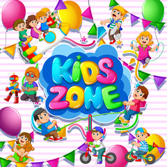 Kids zone template with kids of illustration