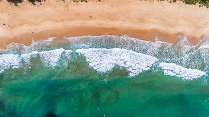 Fototapeta na wymiar Top down aerial of Sydney beach