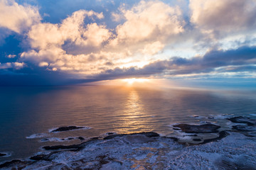 Golden Sunset in Iceland with dramatic skies