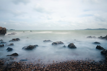 Long Exposure of rock on the beach