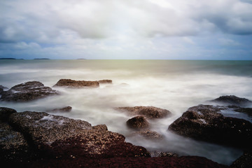 Long Exposure of rock on the beach