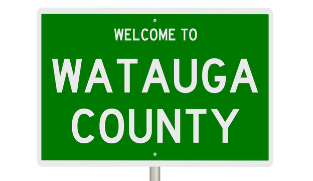 Rendering Of A Green 3d Highway Sign For Watauga County