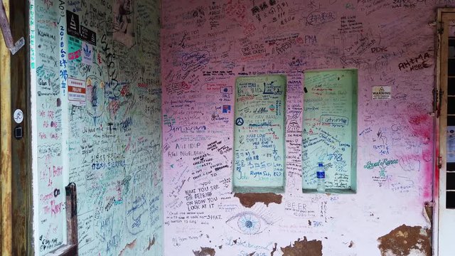 Walls with hand writing and scribbles display in Melaka, Malacca Johor Bahru Malaysia