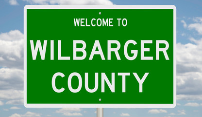 Rendering of a green 3d highway sign for Wilbarger County