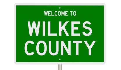 Rendering of a green 3d highway sign for Wilkes County © Rex Wholster