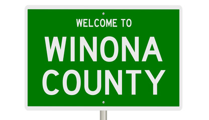 Rendering of a green 3d highway sign for Winona County