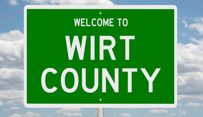 Rendering of a green 3d highway sign for Wirt County