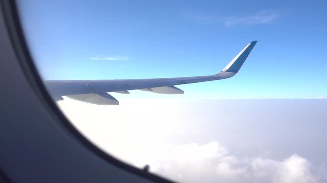 blur sky views outside airplane window