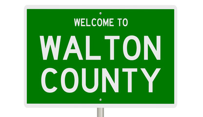 Rendering of a green 3d highway sign for Walton County