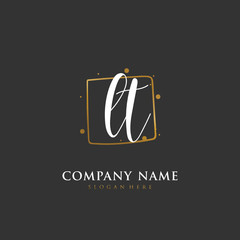 Handwritten initial letter L T LT for identity and logo. Vector logo template with handwriting and signature style.