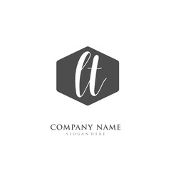 Handwritten initial letter L T LT for identity and logo. Vector logo template with handwriting and signature style.