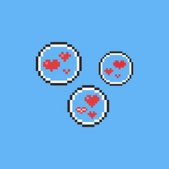 Pixel art  heart in balloon set.