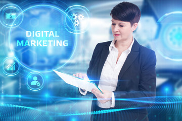 Business, Technology, Internet and network concept. Digital Marketing content planning advertising strategy concept.