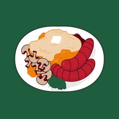 Bangers and mashed potatoes