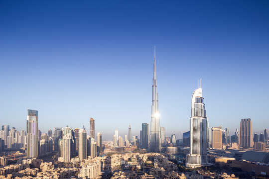 Urban Skyline and cityscape in Dubai UAE.	