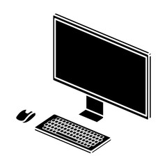 silhouette of computer desktop device isolated icon vector illustration design