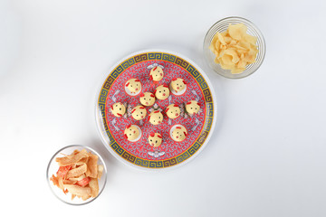 rat mouse cookie crab chips snack and arrowhead chips traditional for Chinese new year