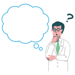 白衣　男性　医者　考えている