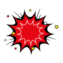 explosion red color pop art style icon vector illustration design