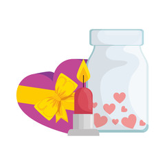 gift and bottle with candle isolated icon vector illustration design