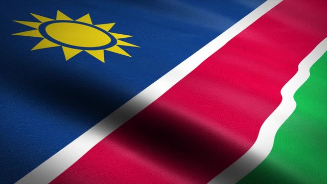 Flag of Namibia. Waving flag with highly detailed fabric texture seamless loopable video. Seamless loop with highly detailed fabric texture. Loop ready in HD resolution 1080p 60fps