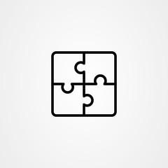 Puzzle icon flat vector design in outline style