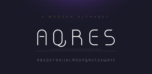 Minimal modern alphabet fonts and numbers. Abstract urban thin line font typography typeface uppercase lowercase. vector illustration - obrazy, fototapety, plakaty