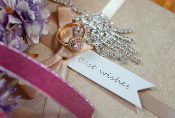 Jewelry gift with best wishes label