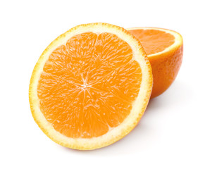 Sweet cut orange on white background
