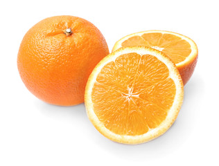 Sweet oranges on white background