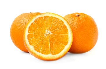 Sweet oranges on white background