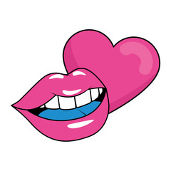 sexy lips with heart isolated icon vector illustration design