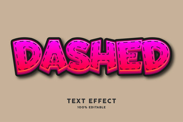 Red candy with dashed lines text effect, editable text