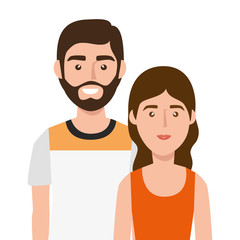 young couple avatar character icon vector illustration design