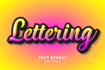 Yellow pink gradient text effect, editable text