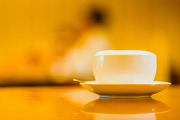 cup of tea on wooden table