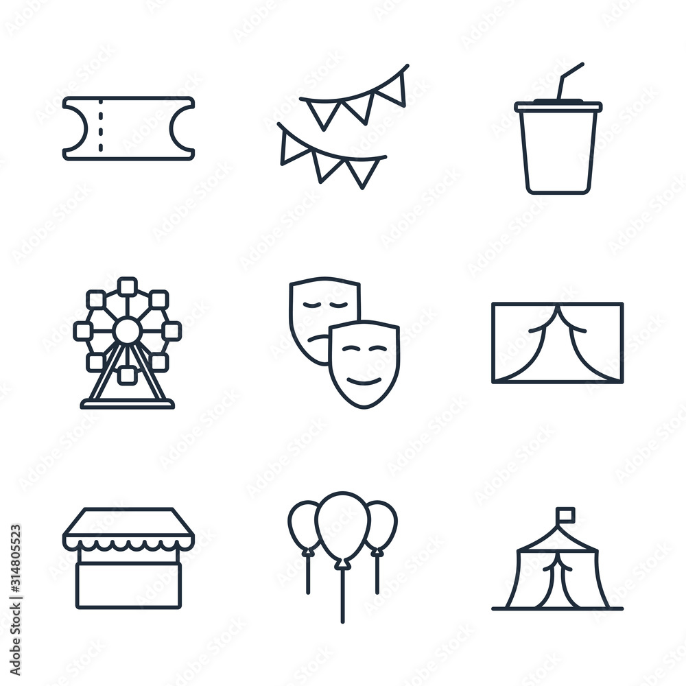 Aufkleber Set Amusement Park icon template color editable. Amusement Park pack symbol vector sign isolated on white background illustration for graphic and web design.