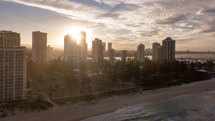Sunset in Surfers Paradise Sunshine Coast in Australia