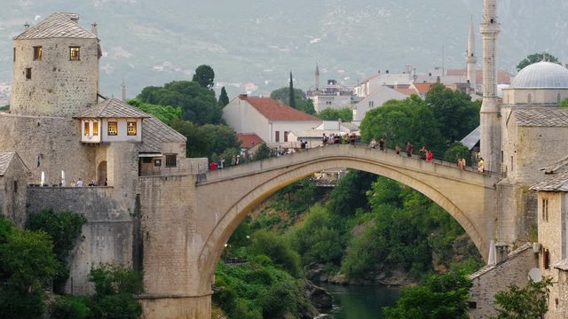 Stari Most bridge in old town of Mostar, Bosnia and Herzegovina