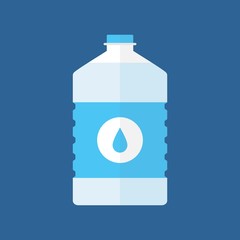 Bottle of water icon in flat style isolated on blue background.