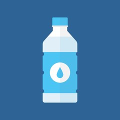 Bottle of water icon in flat style isolated on blue background.