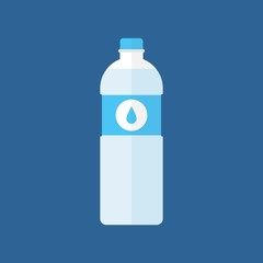 Bottle of water icon in flat style isolated on blue background.