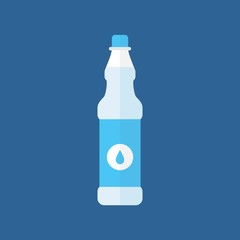 Bottle of water icon in flat style isolated on blue background.