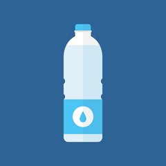 Bottle of water icon in flat style isolated on blue background.