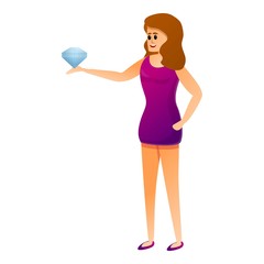 Diamond woman millionaire icon. Cartoon of diamond woman millionaire vector icon for web design isolated on white background